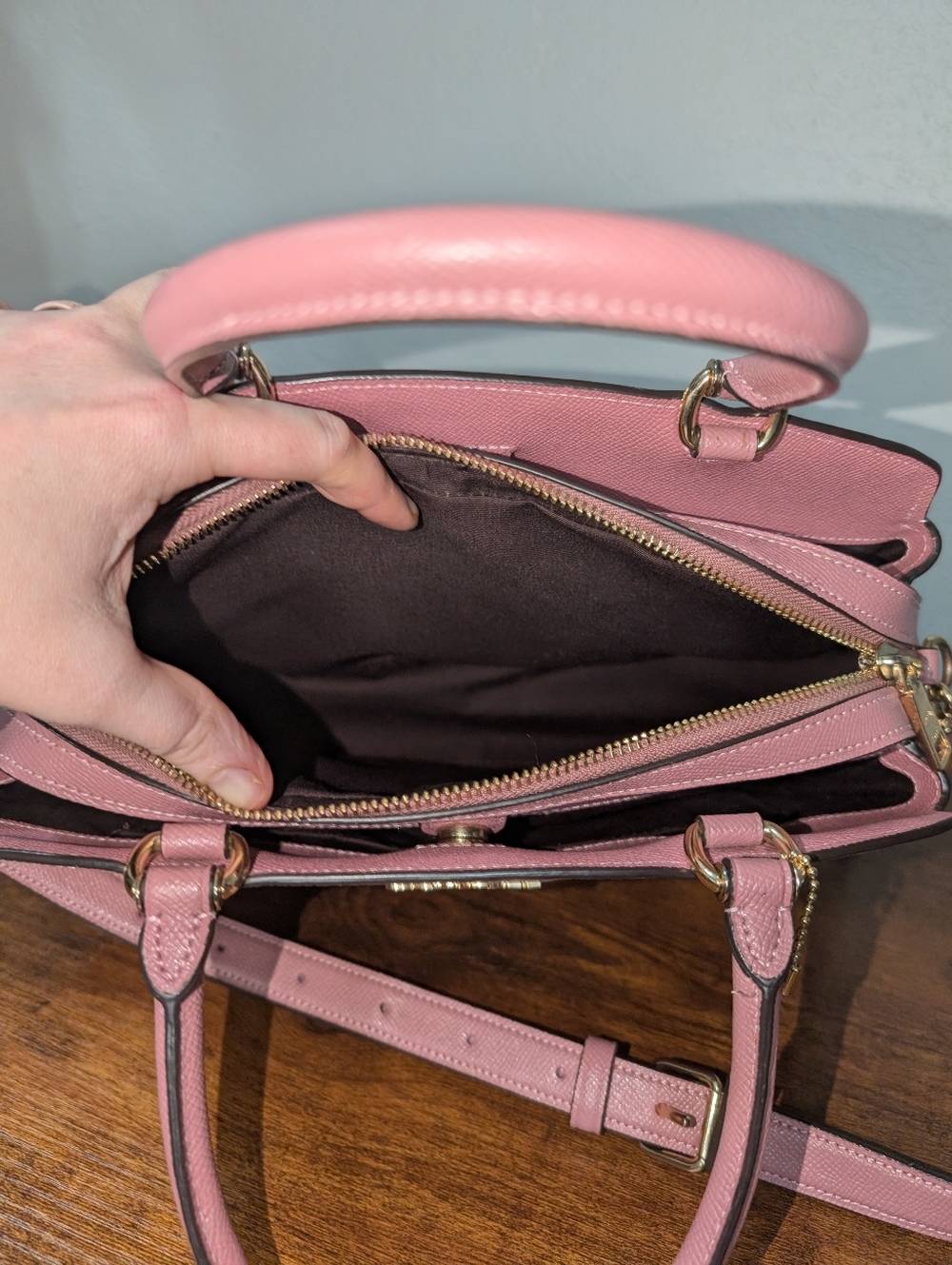 Coach Pink Satchel with Gold Hardware - Picture 4 of 11